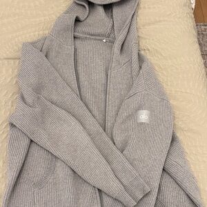 ALO Yoga Gray Ribbed Hoodie